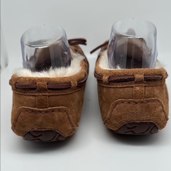 UGG Australia Dakota Chesnut Brown Suede Moccasin Wool Fur Slippers Size 9 - Picture 4 of 16